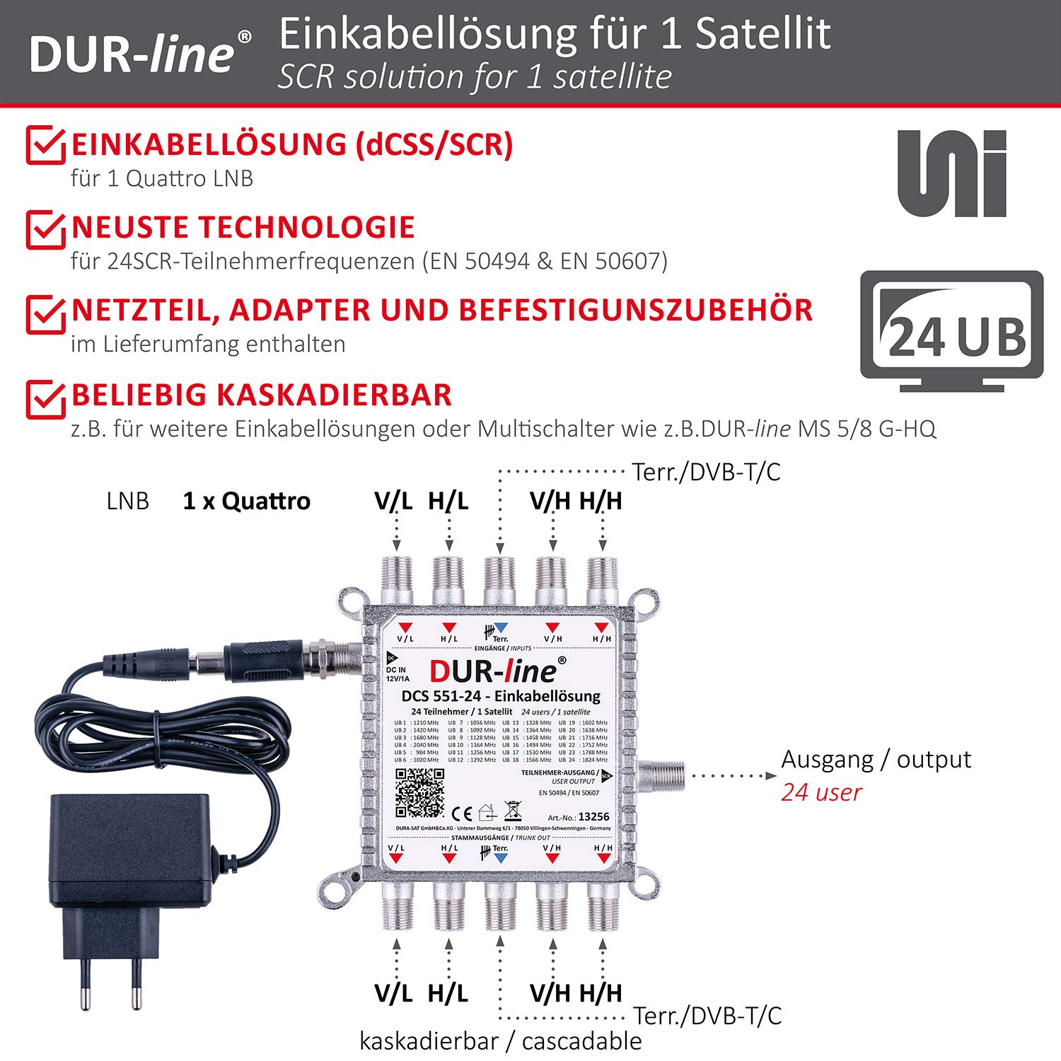 dur-line-dcs-551-24-unicable-ii-multischalter-1x24-f-r-24-teilnehmer image 2