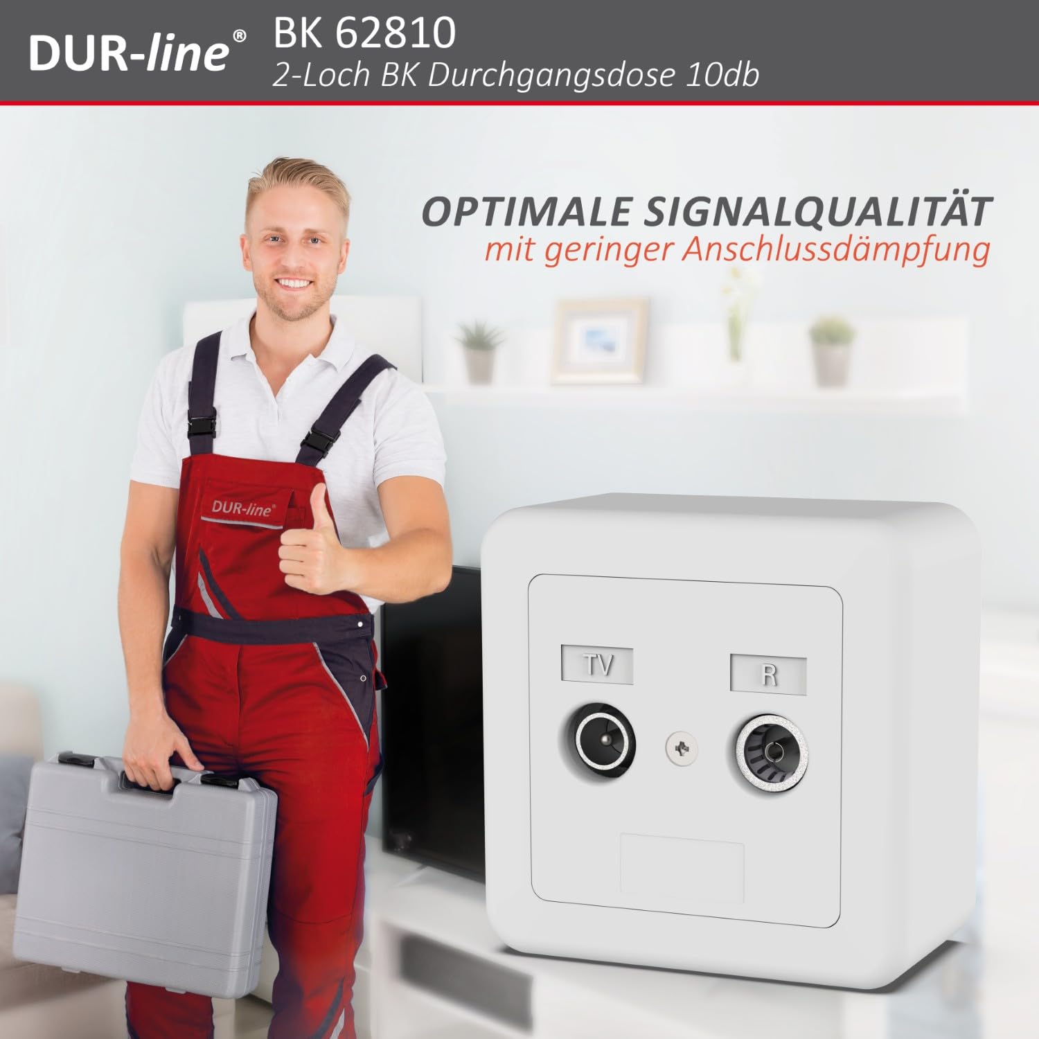 dur-line-62810-bk-antennendose-10-db-2-loch-tv-radio-mit-rahmen image 7