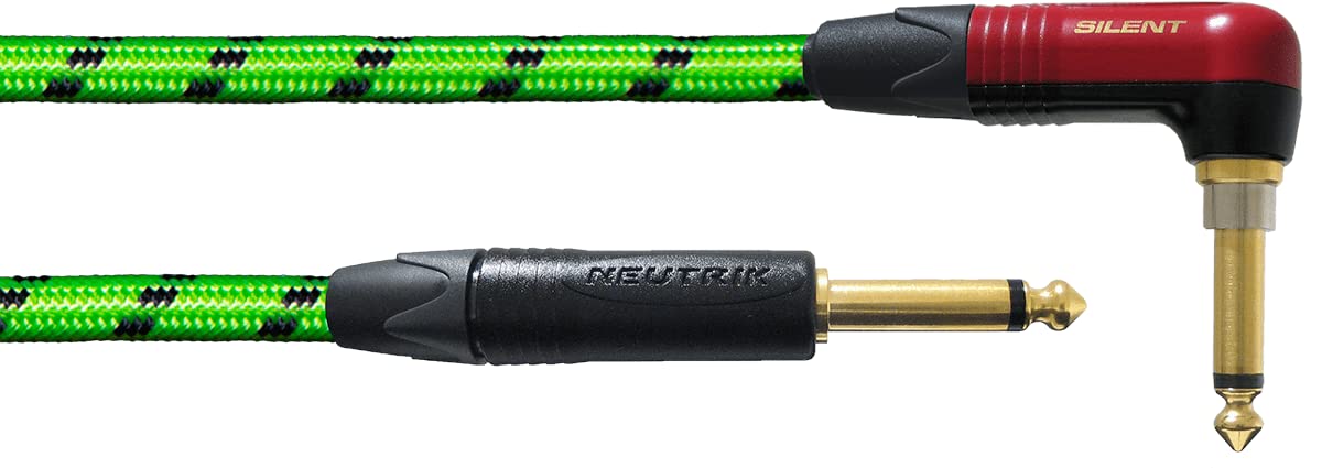 cordial-gitarrenkabel-3-m-gr-n-silent-abgewinkelt-uv-reaktiv image 1
