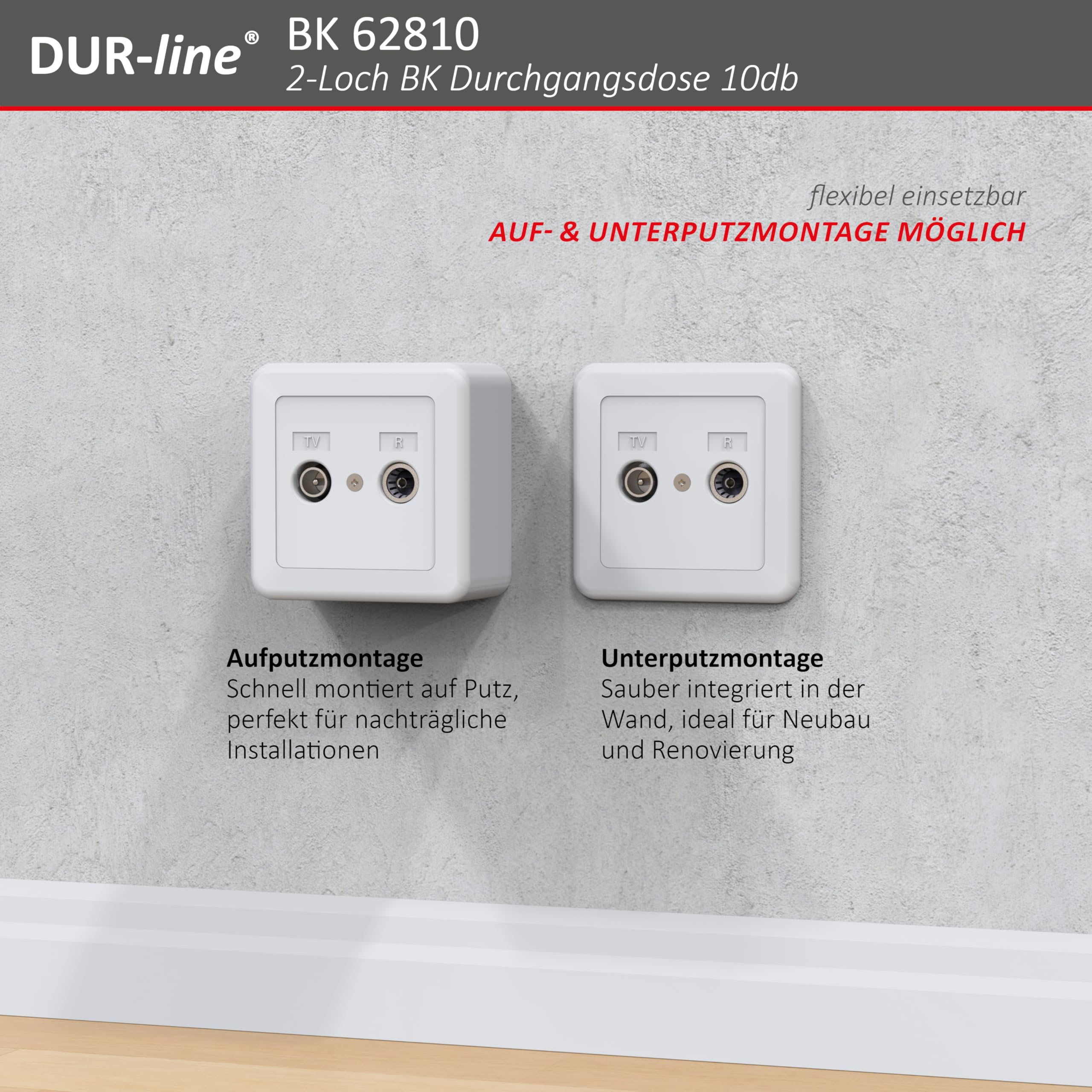 dur-line-62810-bk-antennendose-10-db-2-loch-tv-radio-mit-rahmen image 5