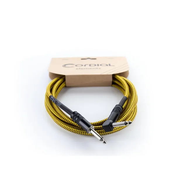 cordial-elements-ecl-ei3pr-tweed-ye-gitarrenkabel-3-m-tweed-gelb-gewinkelt image 1