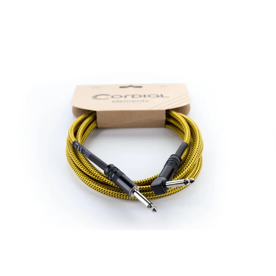cordial-elements-ecl-ei3pr-tweed-ye-gitarrenkabel-3-m-tweed-gelb-gewinkelt image 1