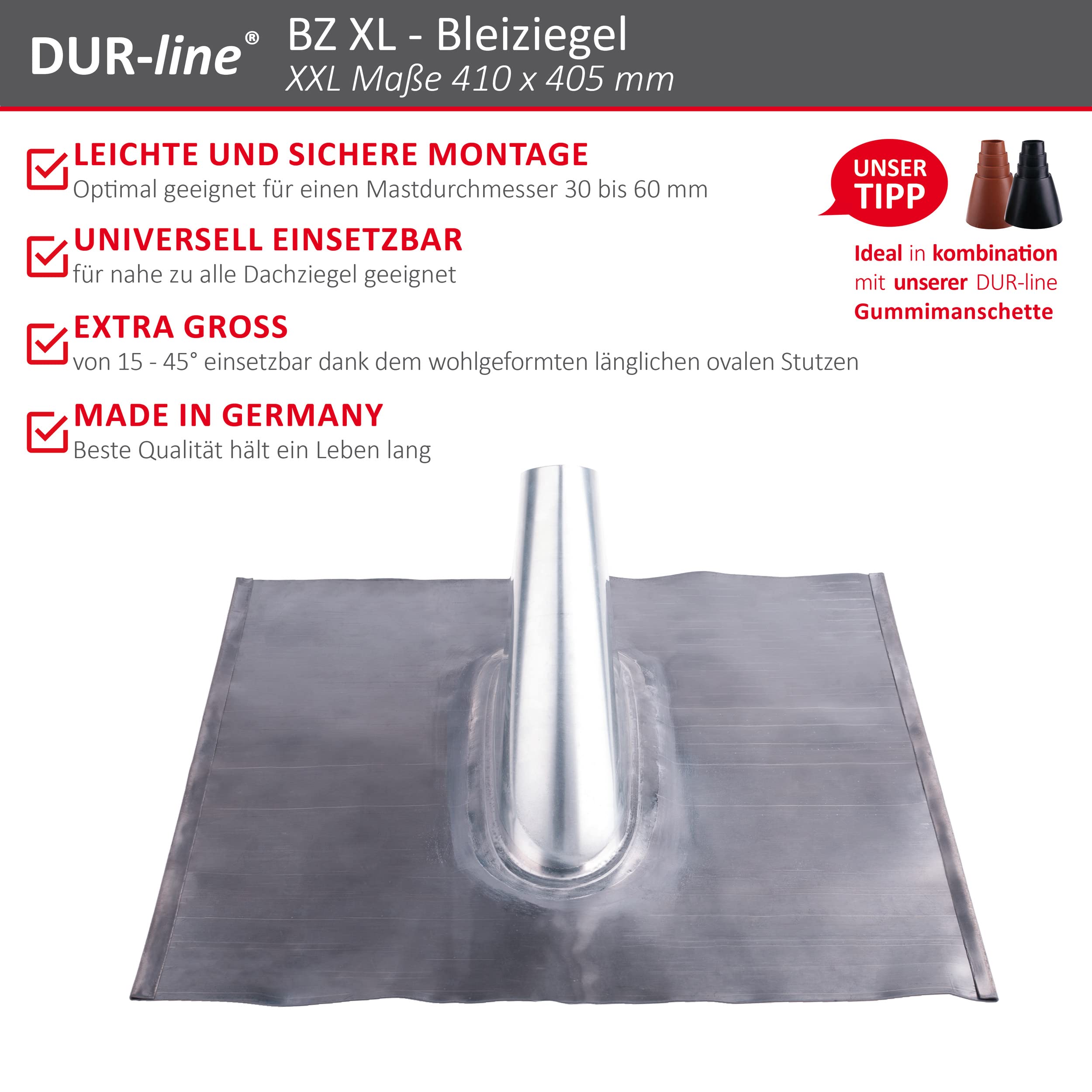 dur-line-bz-xl-bleiziegel-einteilig-f-r-antennenmast-bis-60mm image 2