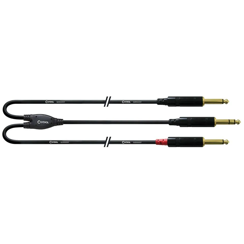 cordial-essentials-stereo-klinke-y-adapterkabel-3-m-1x-6-3-mm-stereo-auf-2x-6-3- image 1