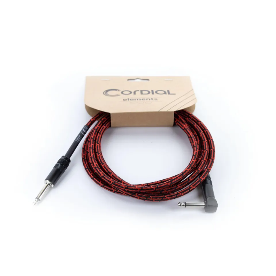 cordial-ecl-ei3pr-tweed-rd-elements-gitarrenkabel-klinke-abgewinkelt-3-m-rot image 1